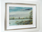 Dutch Windmill Coastal Landscape Vintage Framed Seascape Painting