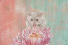 White mouse painting Original framed cute mouse painting Pink flower