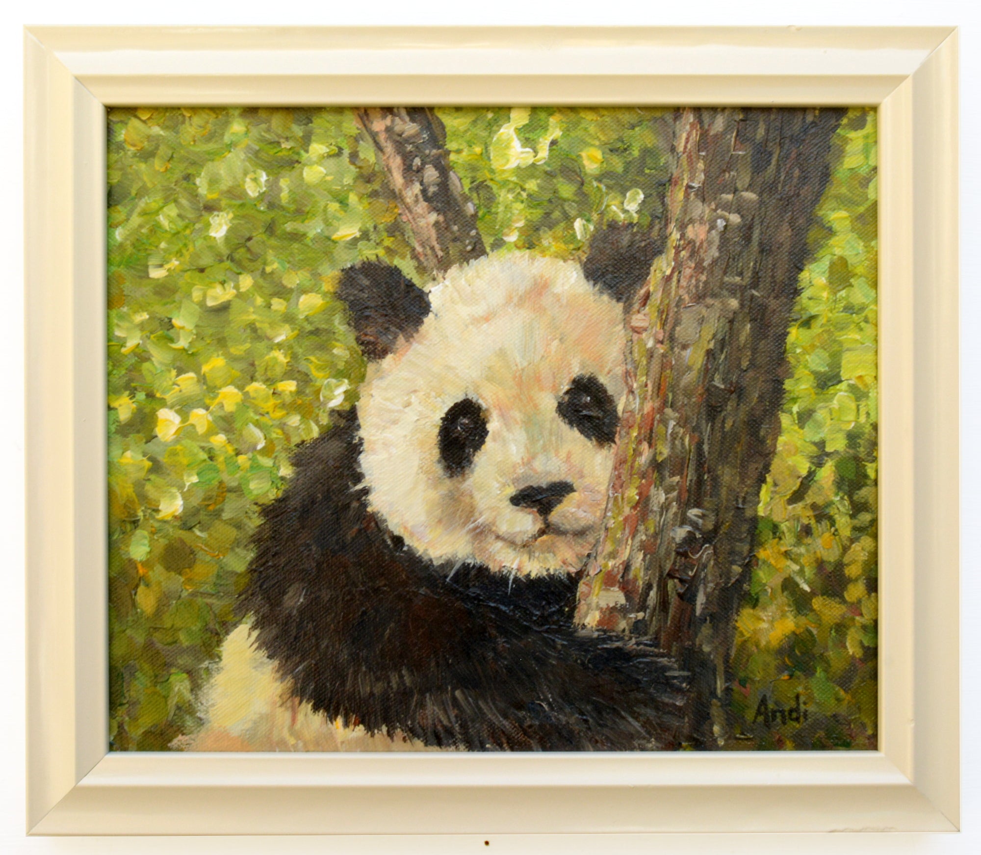 Baby Panda Portrait Painting Original Acrylic Wildlife Painting Signed Framed