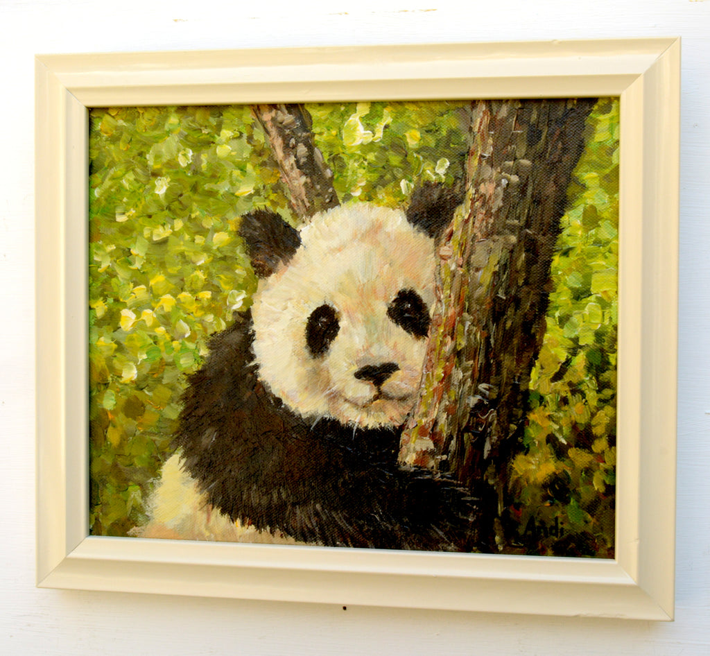 Baby Panda Portrait Painting Original Acrylic Wildlife Painting Signed Framed