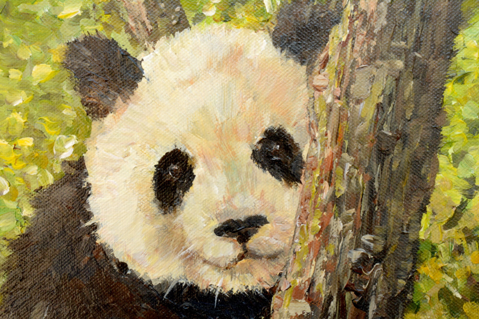 Baby Panda Portrait Painting Original Acrylic Wildlife Painting Signed Framed