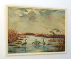 Geese Painting Original Oil Painting Signed Framed Wetlands Sunset