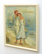 Couple on the Beach Figurative Oil Painting Ocean Wall Art