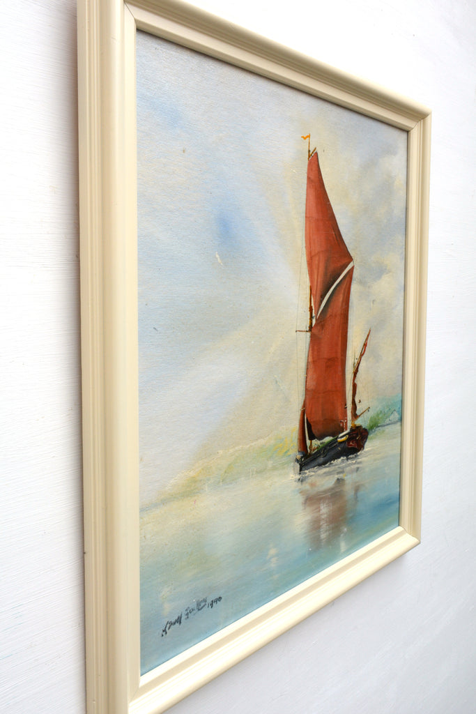 Seascape Oil Painting Vintage Sailing Boat Framed Nautical Art