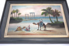 Pair Large Egyptian Antique Watercolour Paintings Framed