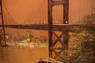 Golden Gate Bridge San Francisco Landscape Vintage Oil Painting Framed