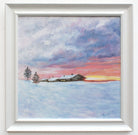 Log Cabin Snowscene Winter Landscape Oil Painting by Andi Lucas