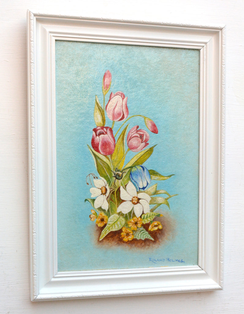 Tulips Still Life Vintage Oil Painting Framed Original Flowers