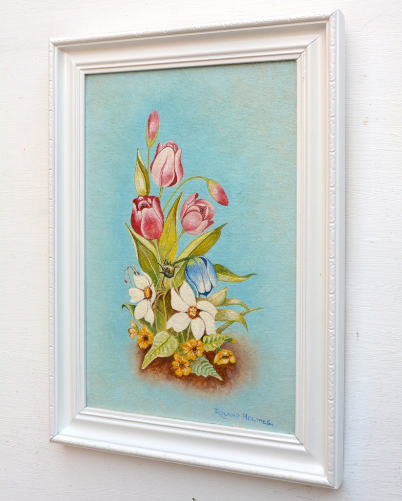 Tulips Still Life Vintage Oil Painting Framed Original Flowers