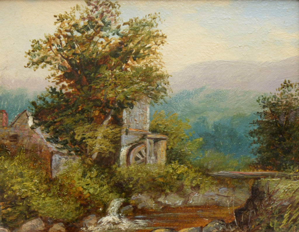 Watermill River Landscape Oil Painting Framed Original