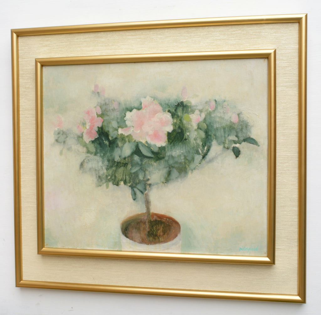 Pink Roses Large Still Life Floral Vintage Oil Painting Framed