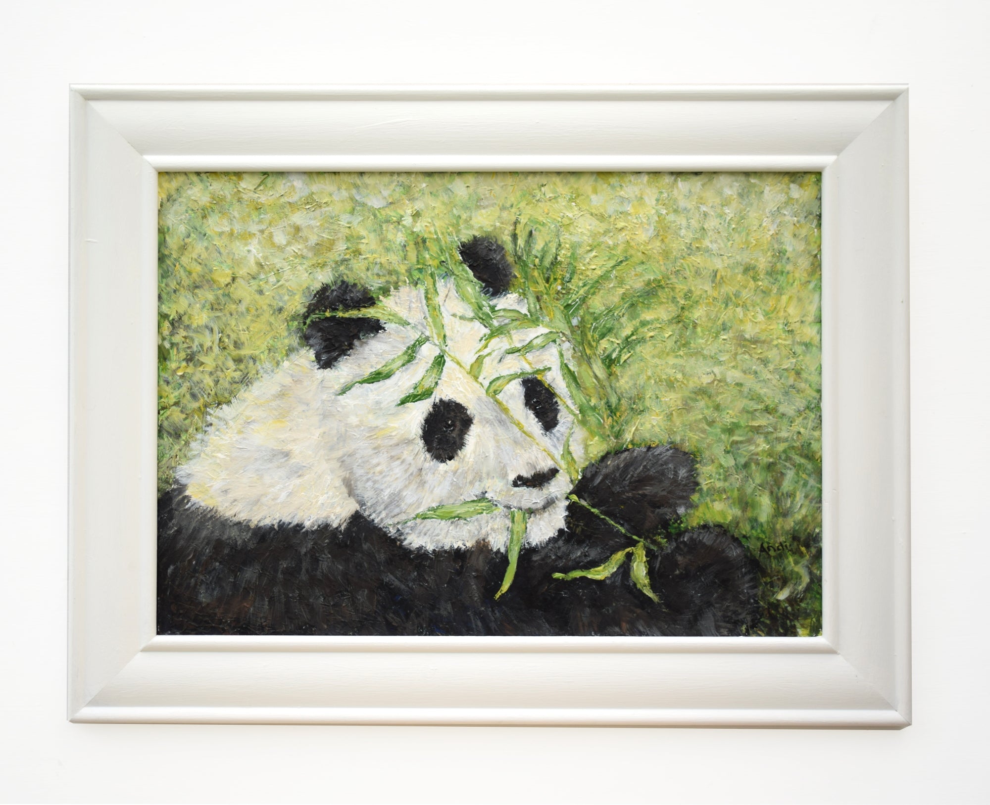 Panda Portrait Painting Original Acrylic Wildlife Painting Signed Framed