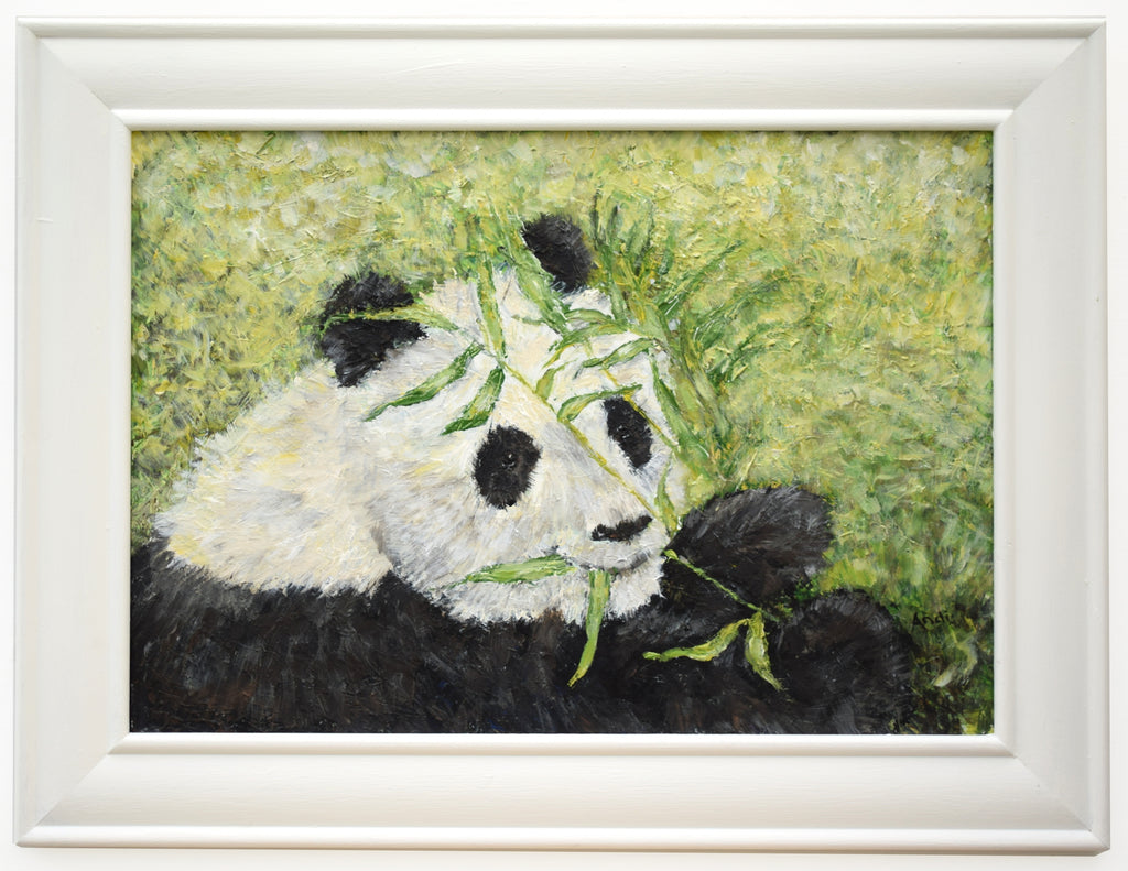 Panda Portrait Painting Original Acrylic Wildlife Painting Signed Framed