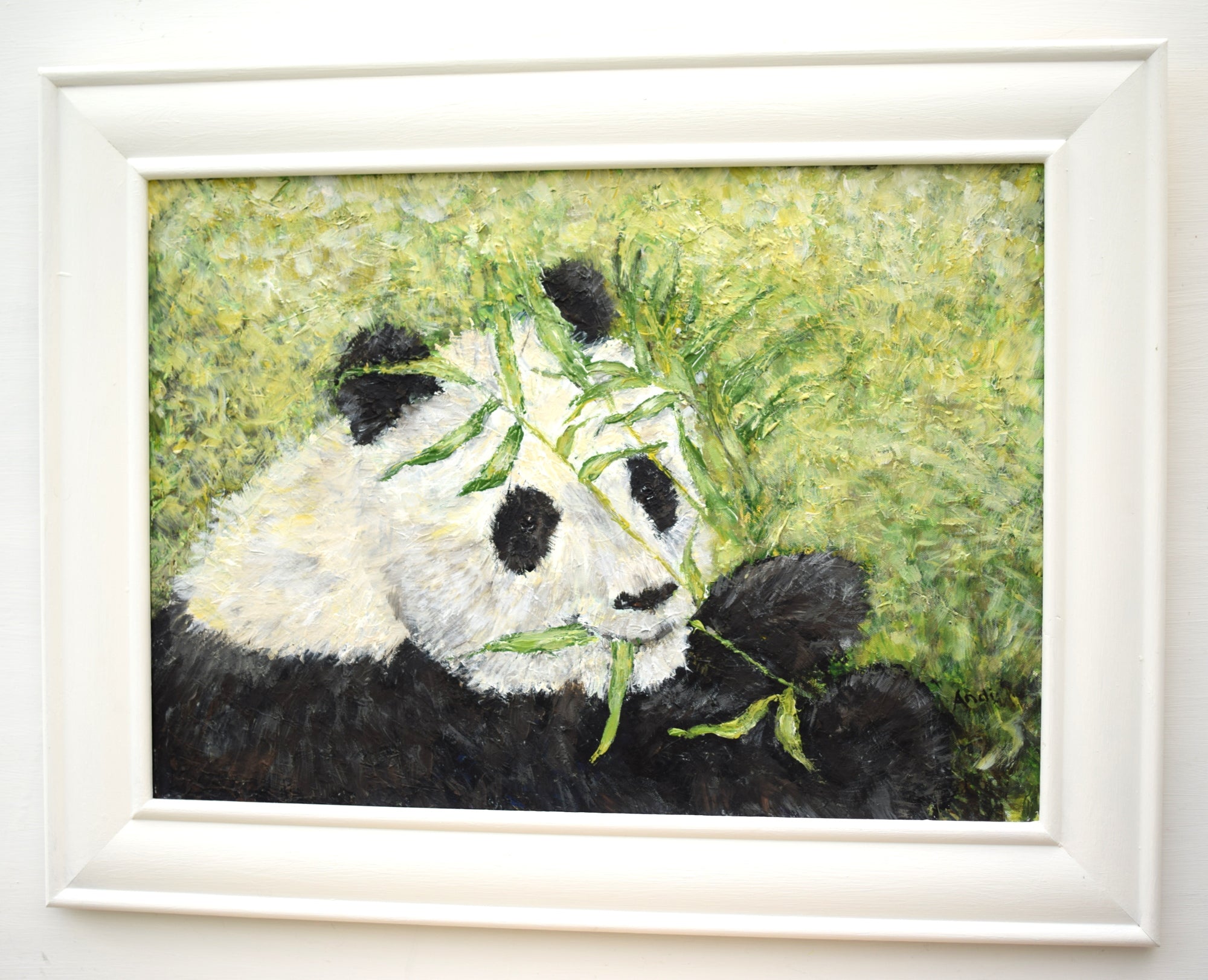 Panda Portrait Painting Original Acrylic Wildlife Painting Signed Framed