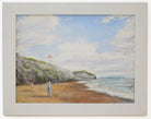 Kite Flying Beach Seascape Vintage Oil Painting Signed Framed