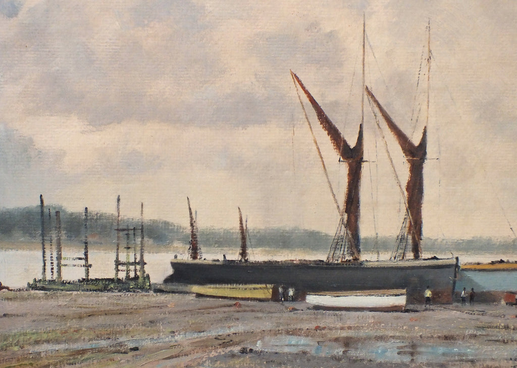 Sailing Boats Oil Painting Thames Barges Pin Mill Suffolk Coastal Wall Art
