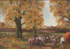 Norfolk English Country Landscape Cattle Farming Scene, Cows Milking Time