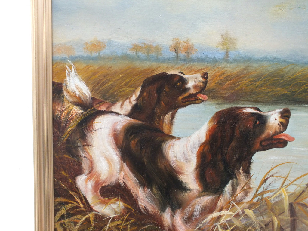 English Landscape Springer Spaniel Hunting Gun Dogs Original Oil Painting