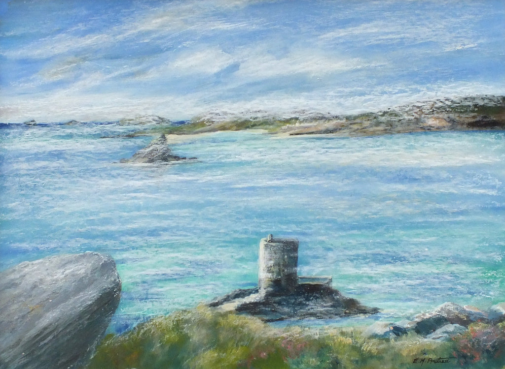 Salcombe Castle Ruins Devon English Coastal Seascape Oil Painting