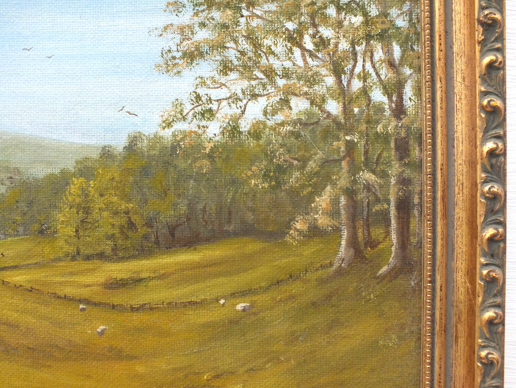 English Landscape Northumberland Sheep Farming Oil Painting Framed