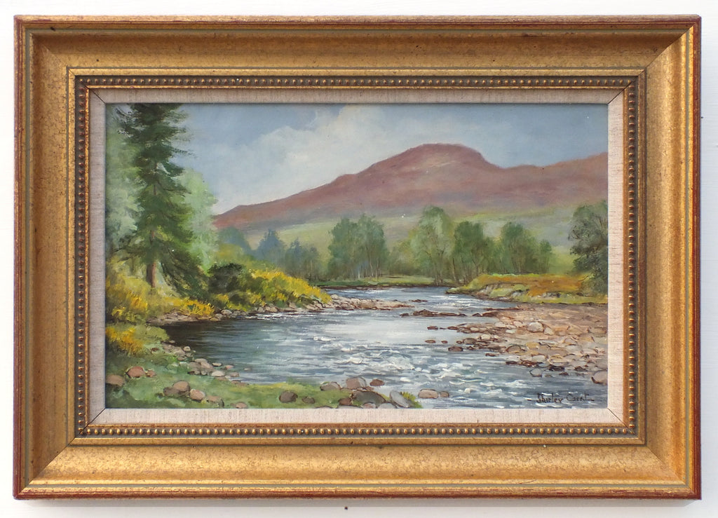 Scottish Landscape Vintage Oil Painting River Carron Signed Framed
