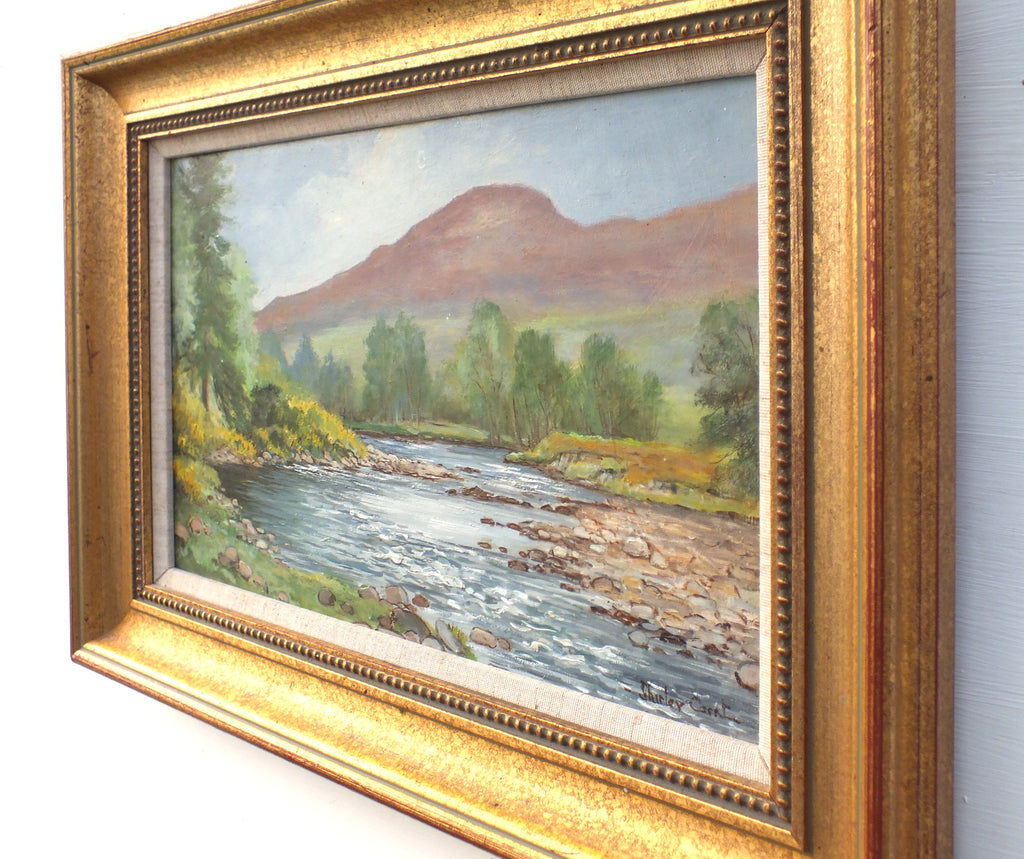 Scottish Landscape Vintage Oil Painting River Carron Signed Framed