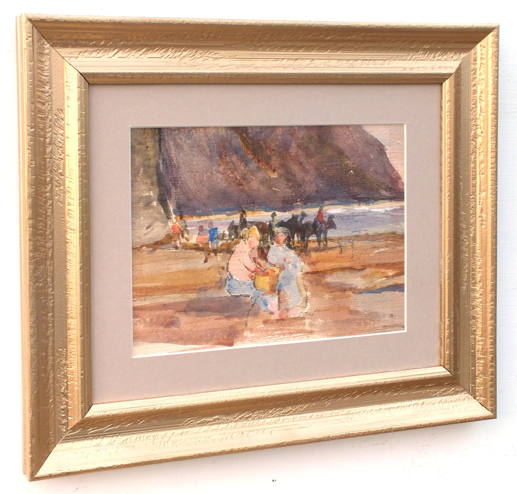 English Landscape Beach Painting Seaside Watercolour Framed Original Coastal Art