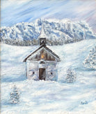 Alpine Church Winter Landscape Oil Painting by Andi Lucas