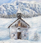 Alpine Church Winter Landscape Oil Painting by Andi Lucas