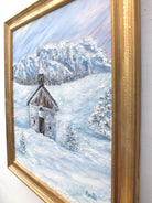 Alpine Church Winter Landscape Oil Painting by Andi Lucas