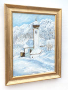 Austrian Church Winter Landscape Oil Painting by Andi Lucas