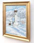 Austrian Church Winter Landscape Oil Painting by Andi Lucas