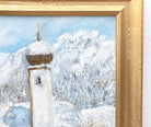 Austrian Church Winter Landscape Oil Painting by Andi Lucas