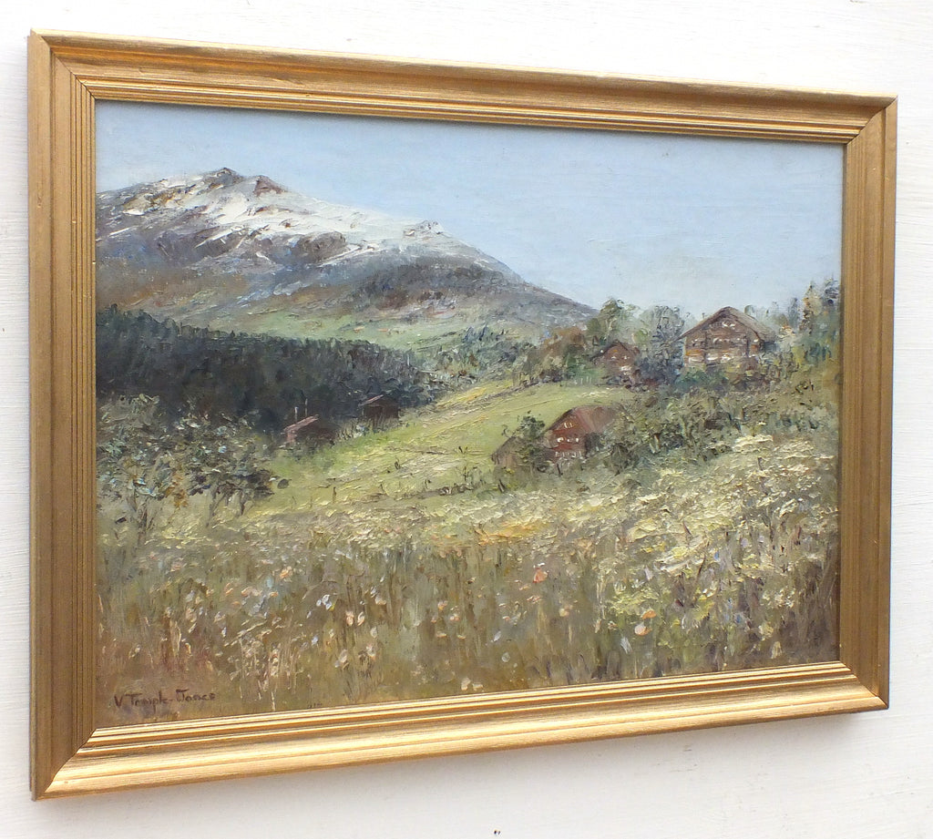 Austrian Landscape Oil Painting Alpine Summer Meadow Signed Framed Mountain Scene Painting Rußbach am Paß Gschütt