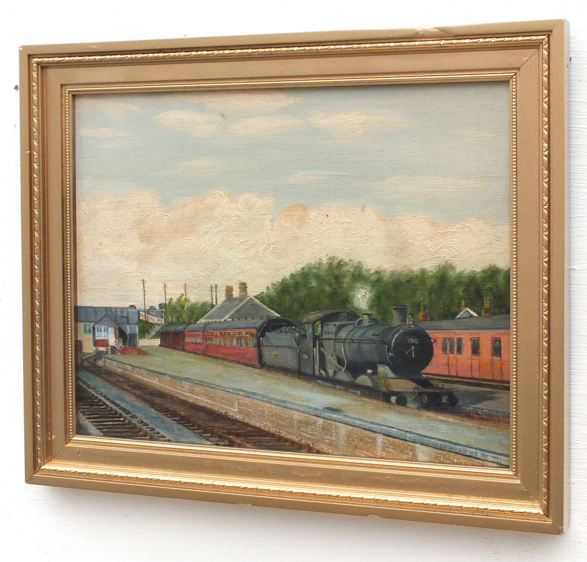 Steam Locomotive Oil Painting Vintage Railroad Art Great Western Railw 