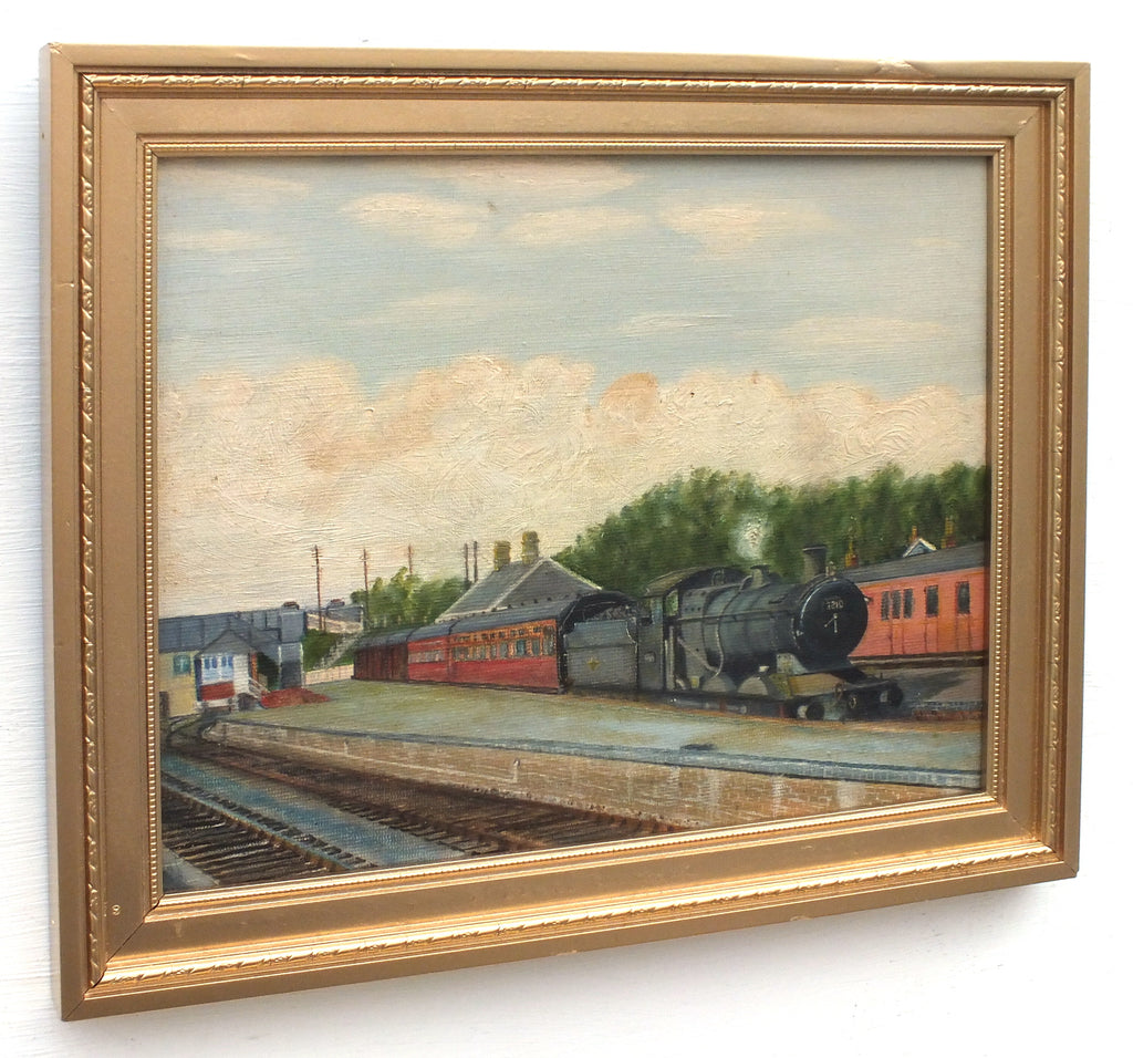 Steam Locomotive Oil Painting Vintage Railroad Art Great Western Railway Highbridge