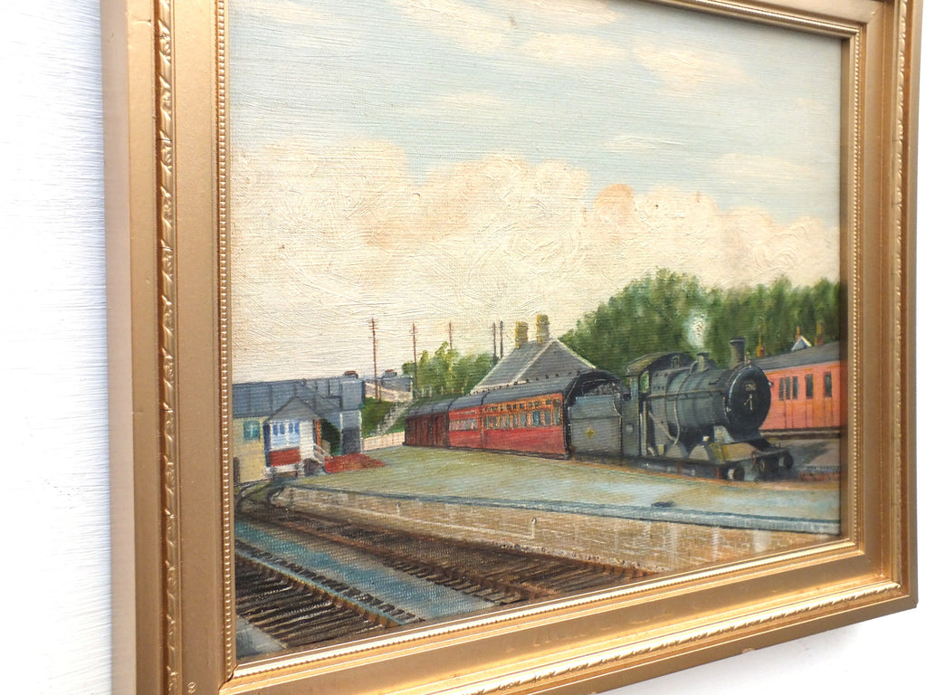 Steam Locomotive Oil Painting Vintage Railroad Art Great Western Railway Highbridge