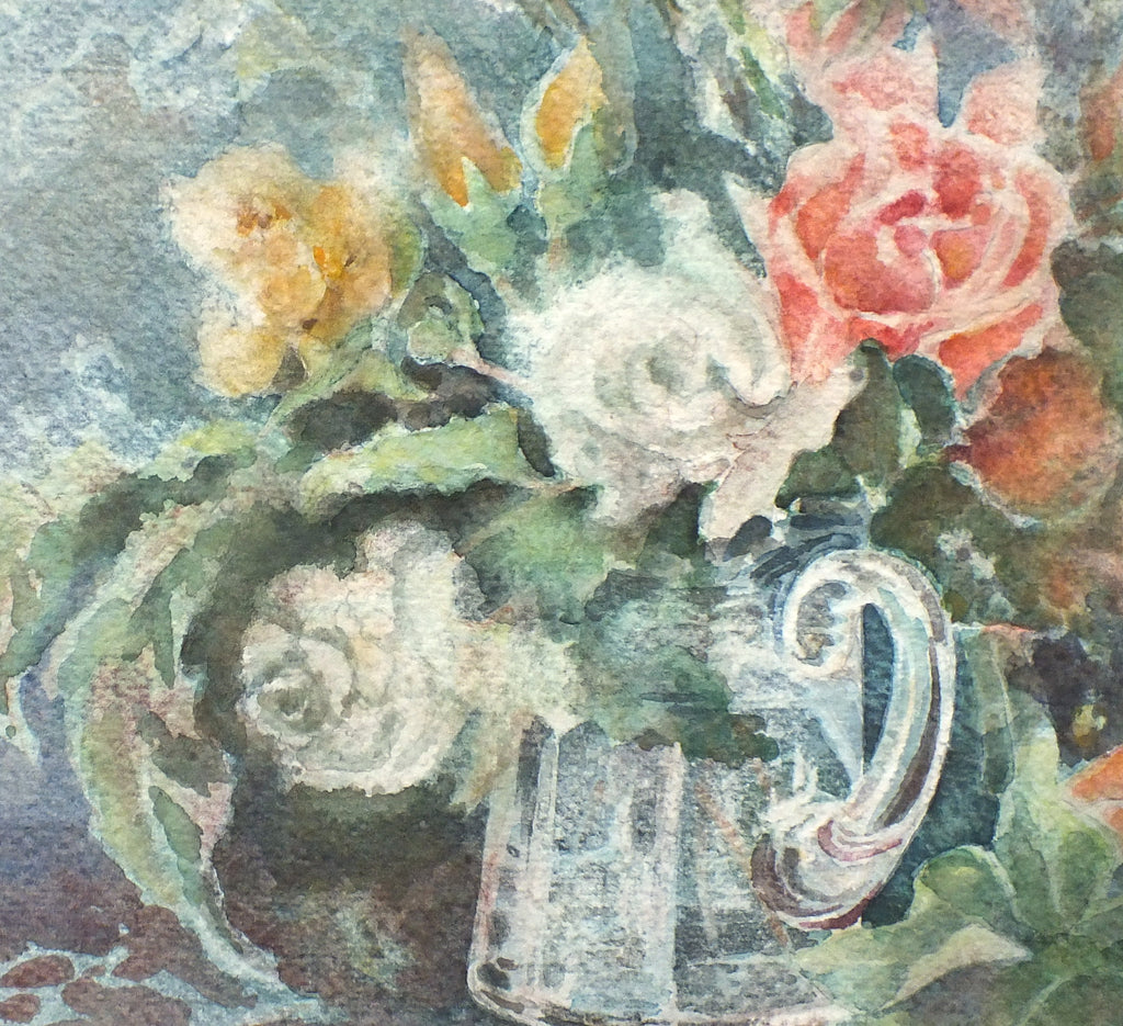 Red Yellow Roses Still Life Watercolour Painting Framed