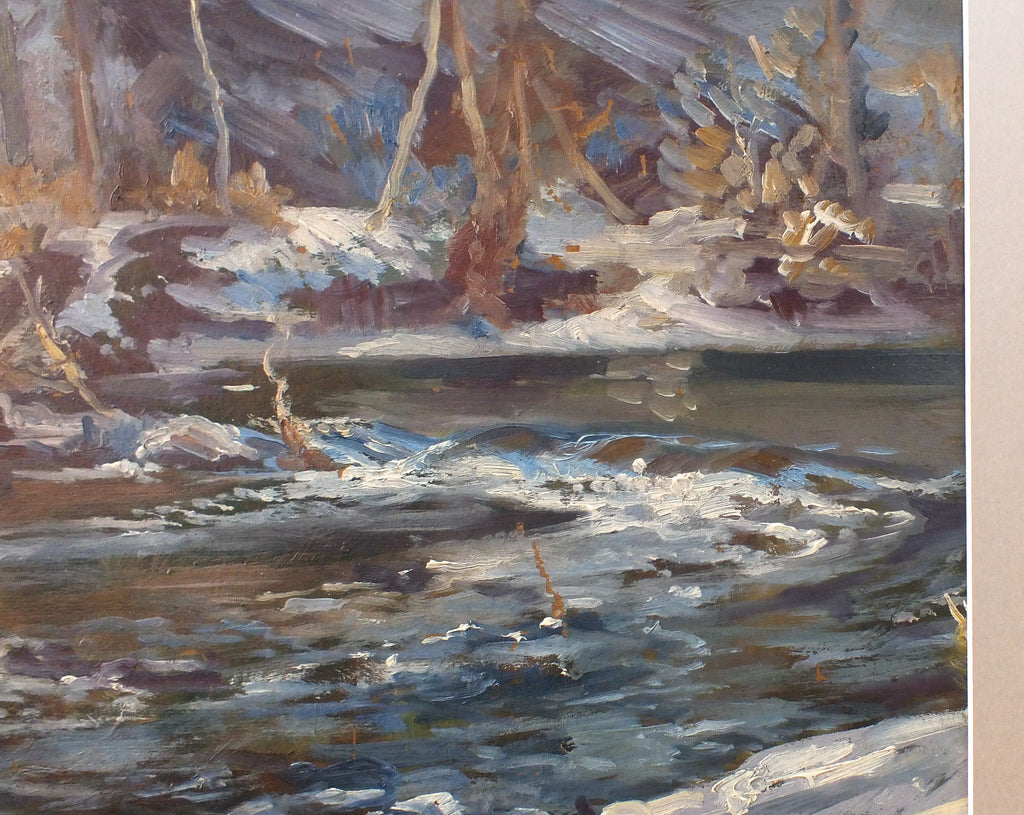 Welsh Landscape Antique Oil Painting River Dee Victorian Winter