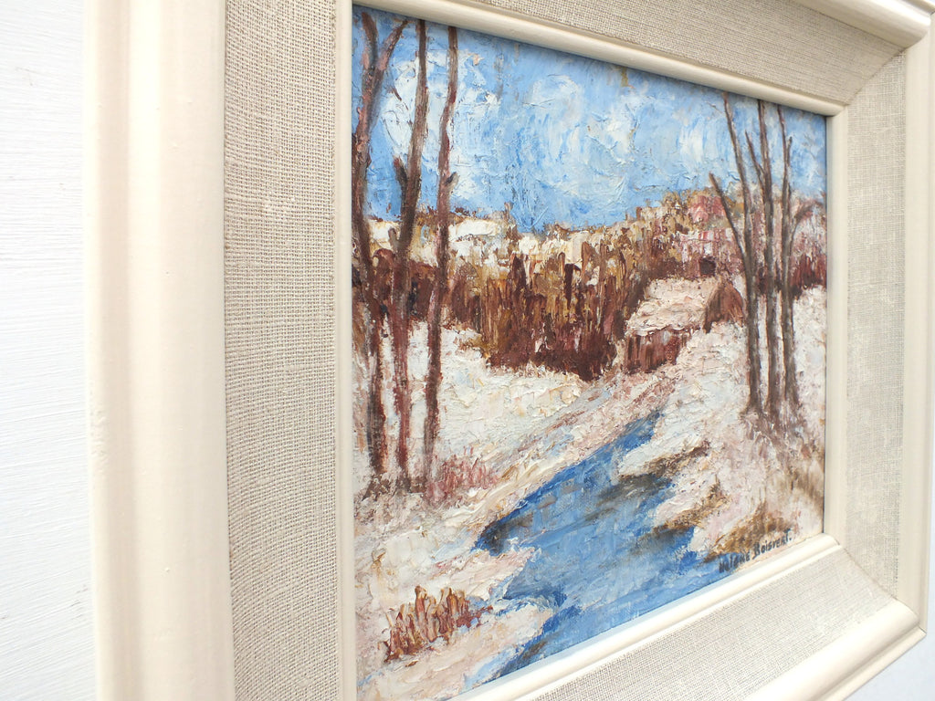 Canadian Spring Landscape Snow Scene Framed Oil Painting