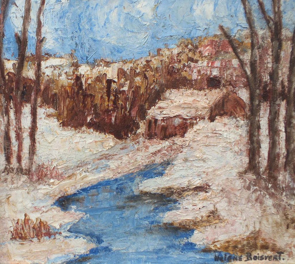Canadian Spring Landscape Snow Scene Framed Oil Painting