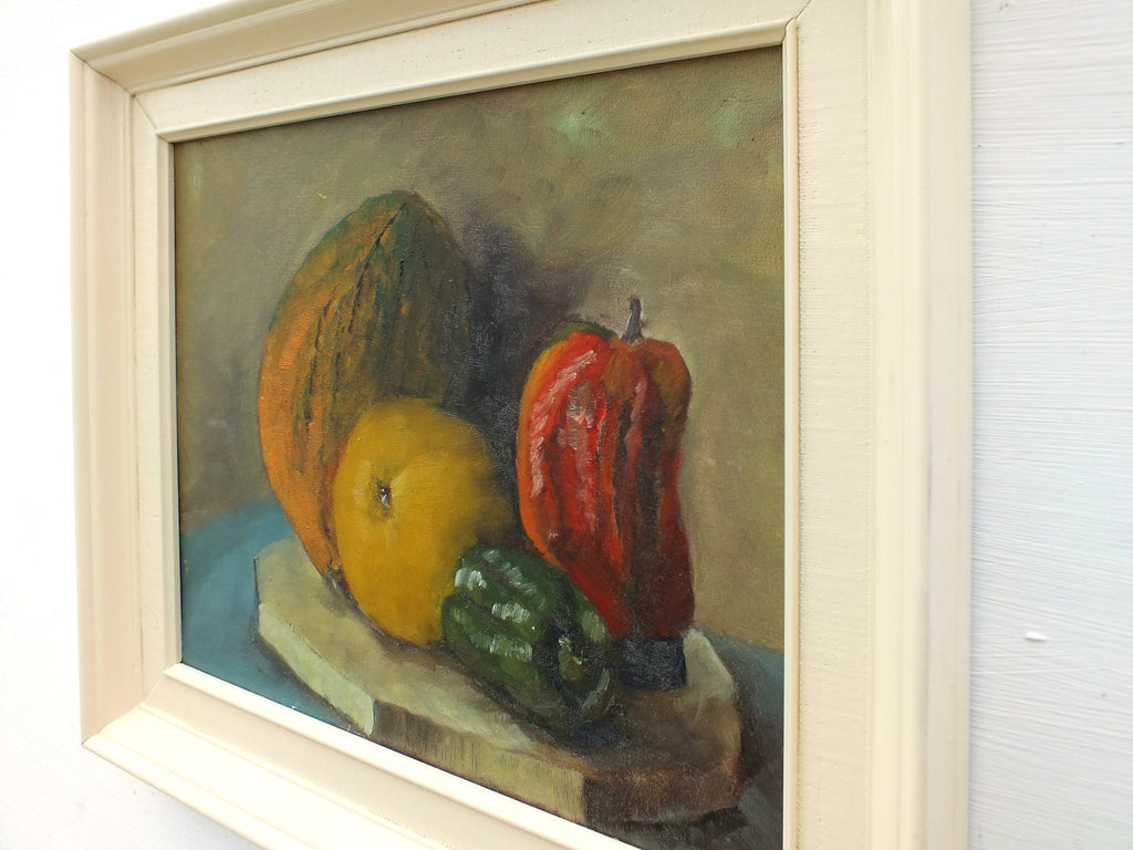 Vegetables Still Life Vintage Oil Painting Signed Framed