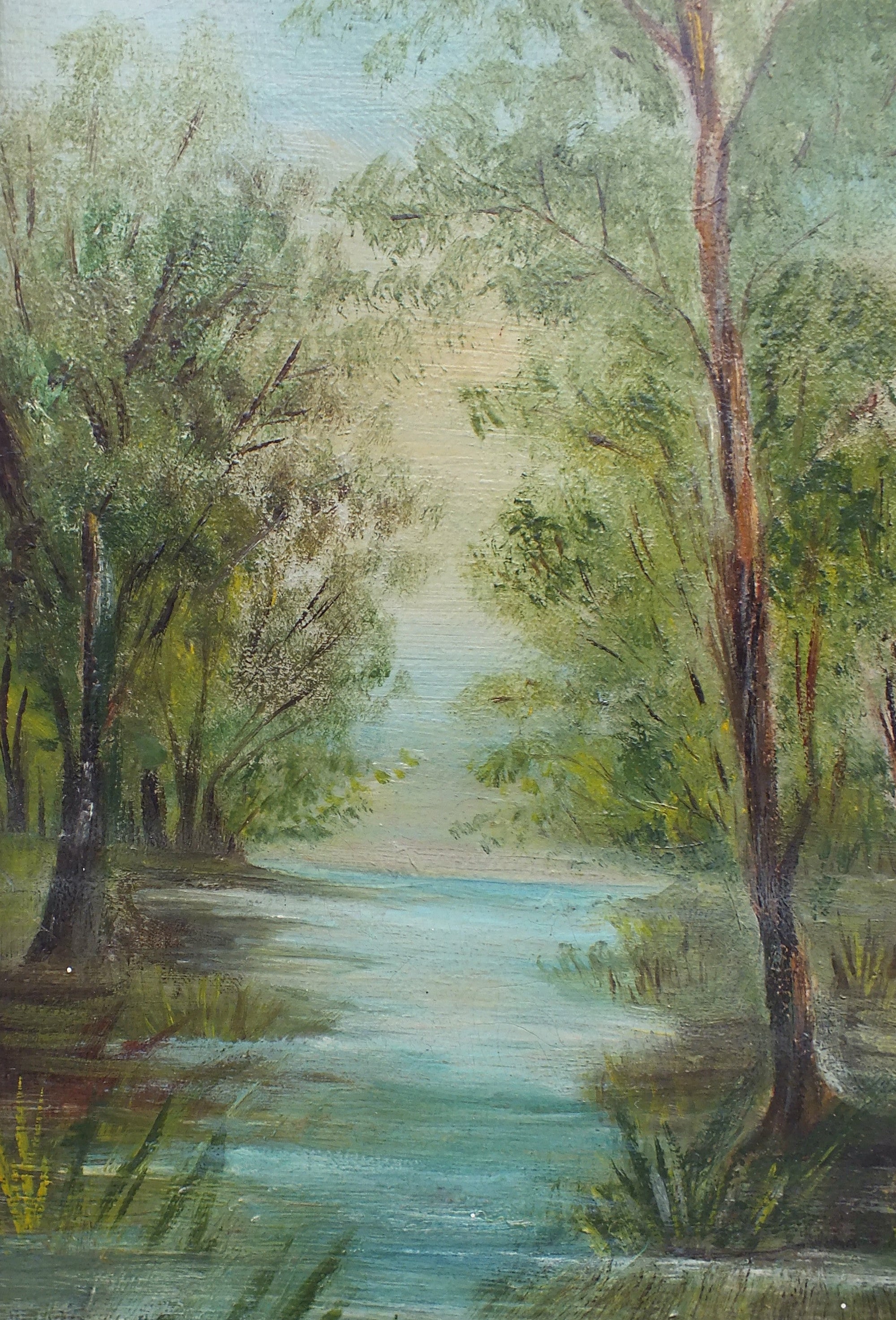 Victorian River Landscape Oil Painting Framed