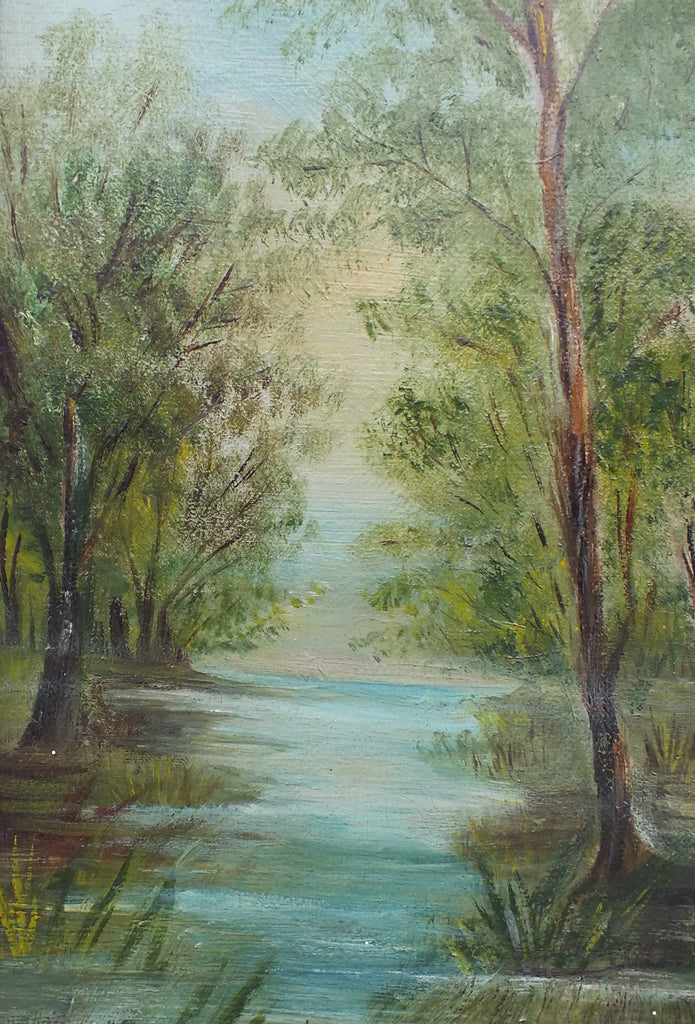 Victorian River Landscape Oil Painting Framed