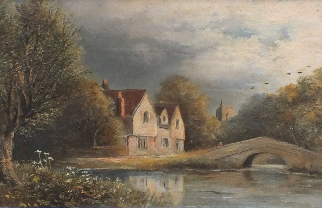 Medway River Edwardian Landscape Oil Painting Framed