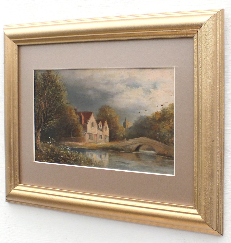 Medway River Edwardian Landscape Oil Painting Framed