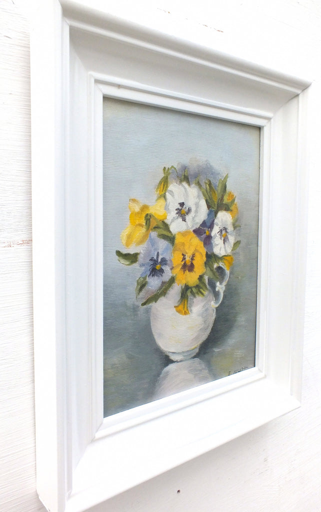 Pansies Still Life Vintage Oil Painting Framed Original Flowers