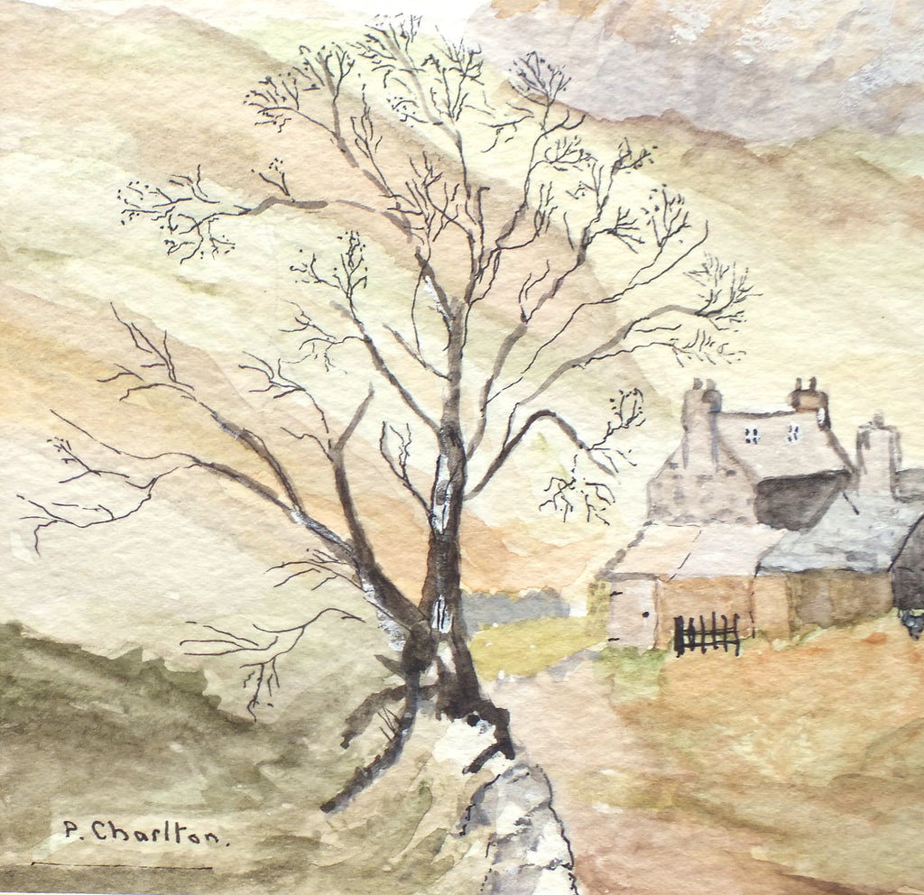 English Landscape Watercolor Painting North Yorkshire Sheep Farm