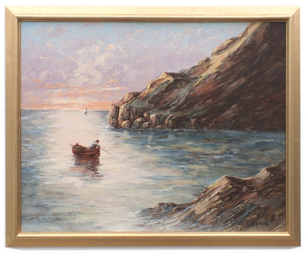 Nautical Seascape Oil Painting Cornwall Coastal Sunset