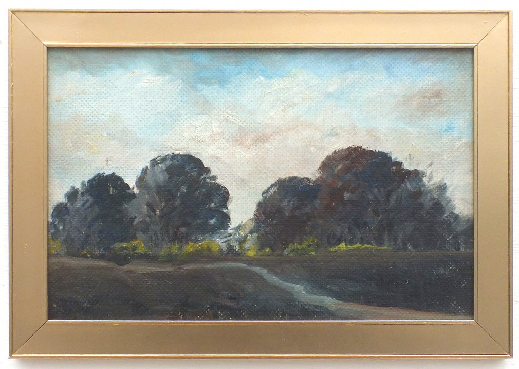 English Landscape Oil Painting Dusk Forest Scene Framed